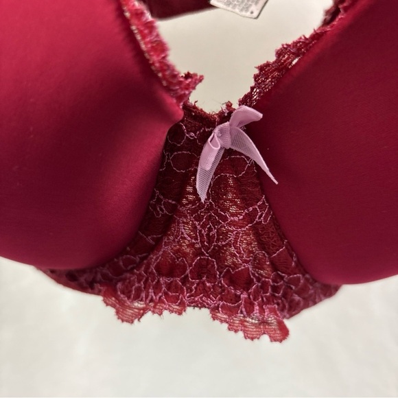 Victoria Secret Women Bra 38DD Red Violet Lace Dream Angels Lined Demi Underwire - Picture 5 of 16